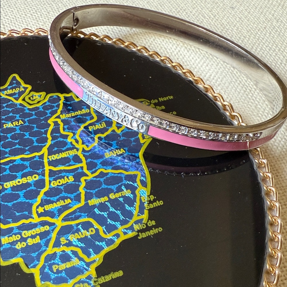 Fashion jewelry bangle Silver and Pink Bracelet